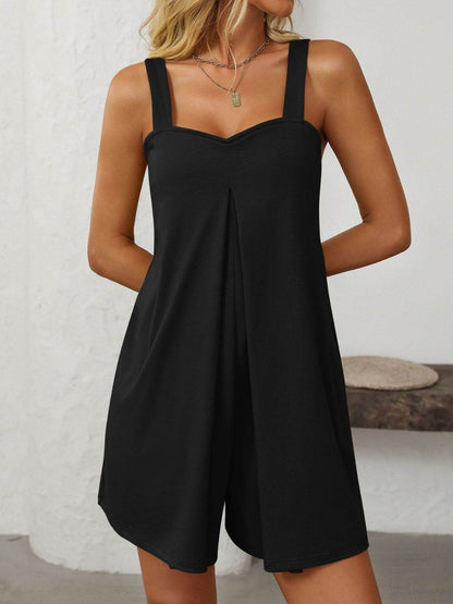 Mandy Sweetheart Neck Wide Strap Romper with Pockets - Selvanelle