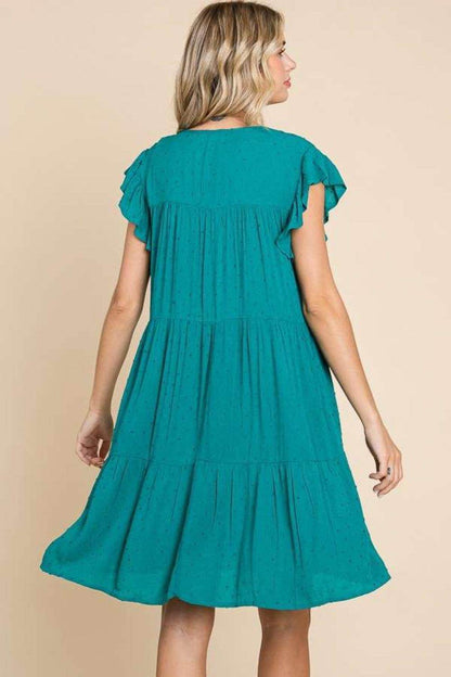 Culture Code Ruffle Cap Sleeve Tiered Dress for Women - Selvanelle
