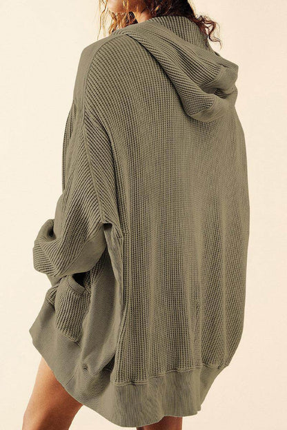 Zip-Up Long Sleeve Jacket with Hood and Pockets for Comfort - Selvanelle