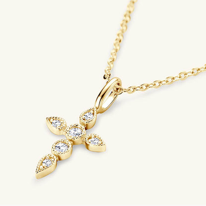 925 Sterling Silver Moissanite Cross Pendant Necklace - Selvanelle