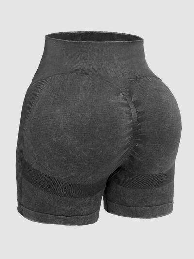 Washed High Waist Active Shorts for Ultimate Comfort - Selvanelle