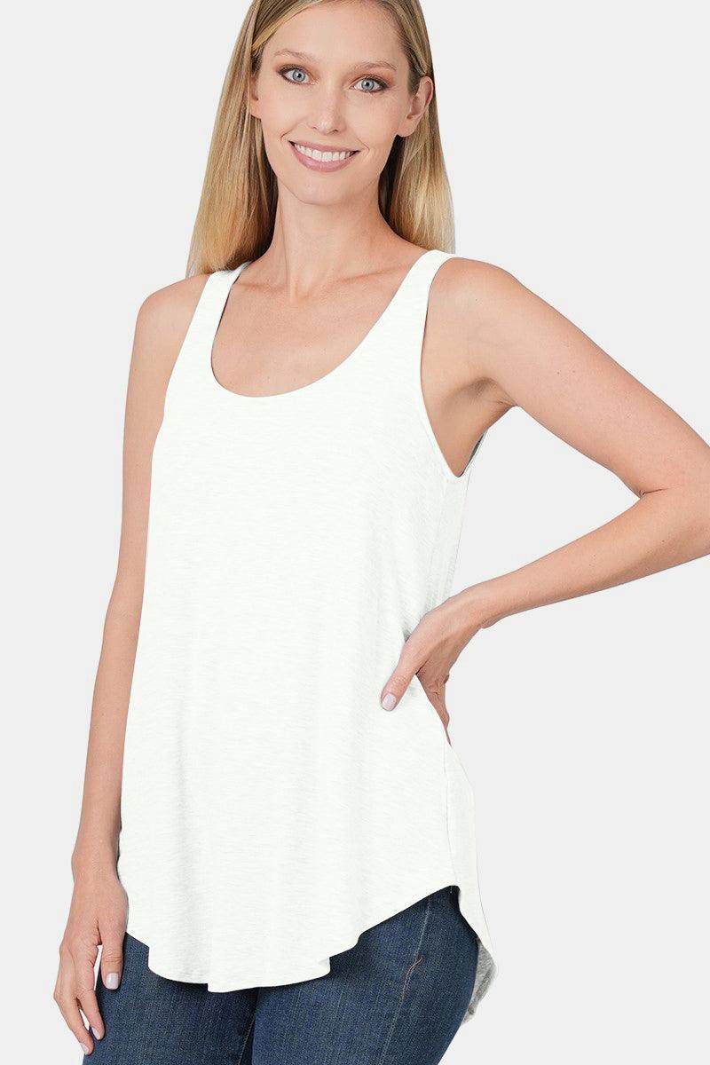 Zenana Round Neck Curved Hem Tank for Stylish Layering - Selvanelle