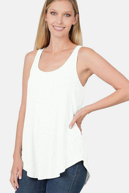 Zenana Round Neck Curved Hem Tank for Stylish Layering - Selvanelle
