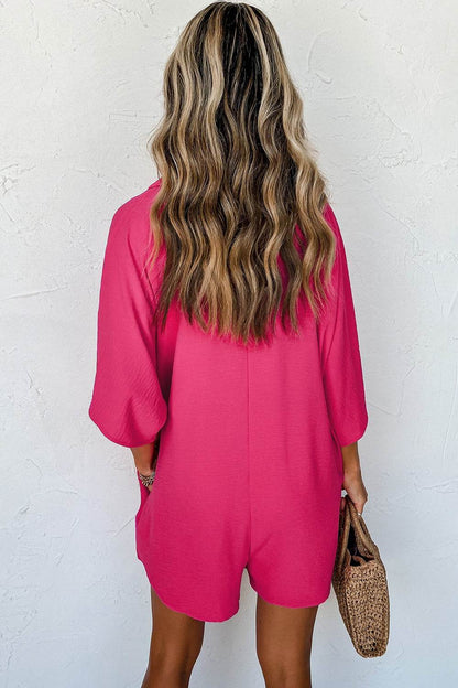 Half Button Collared Neck Romper - Selvanelle