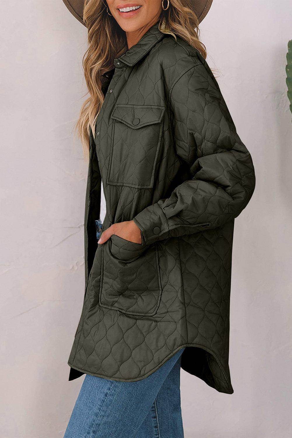 Snap Down Collared Winter Coat for Stylish Warmth - Selvanelle