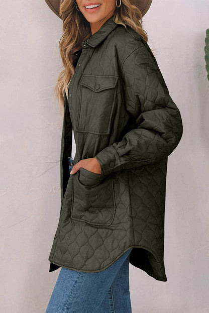Snap Down Collared Winter Coat for Stylish Warmth - Selvanelle