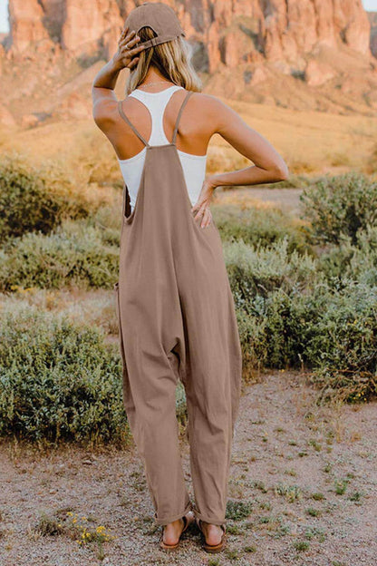 Double Take Full Size V-Neck Sleeveless Jumpsuit with Pockets - Selvanelle
