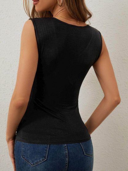 Rhinestone Detail Surplice Tank Top for Women Stylish Wear - Selvanelle