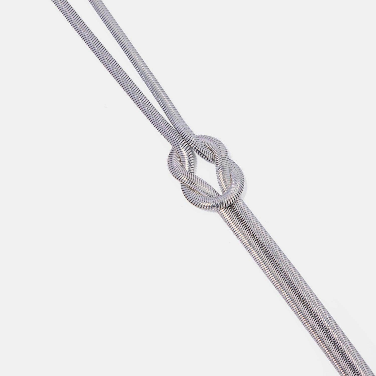 Double Layered Knot Herringbone Choker Necklace in Silver - Selvanelle
