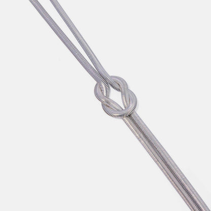 Double Layered Knot Herringbone Choker Necklace in Silver - Selvanelle