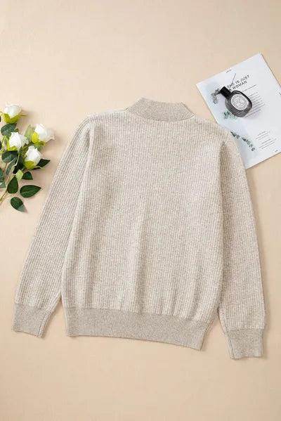 Mock Neck Long Sleeve Sweater for Women Comfortable Fit - Selvanelle