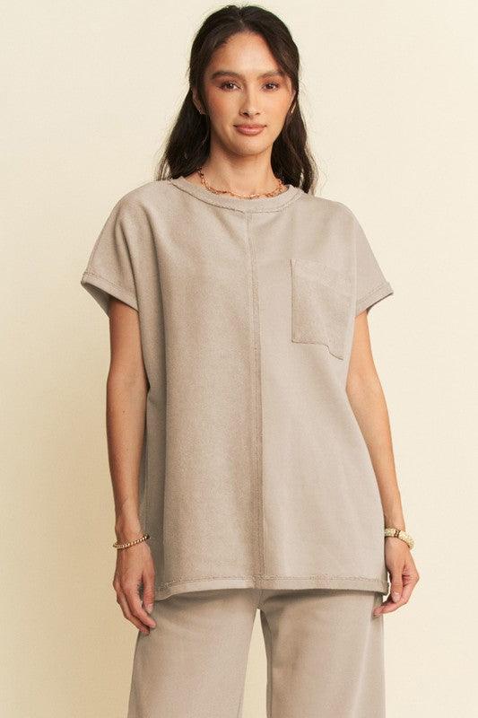 Davi & Dani Round Neck Short Sleeve Top and Pants Set Outfit