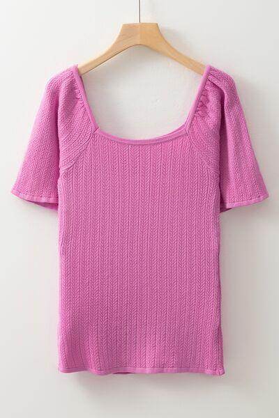 Textured Square Neck Half Sleeve Top for Women Stylish - Selvanelle
