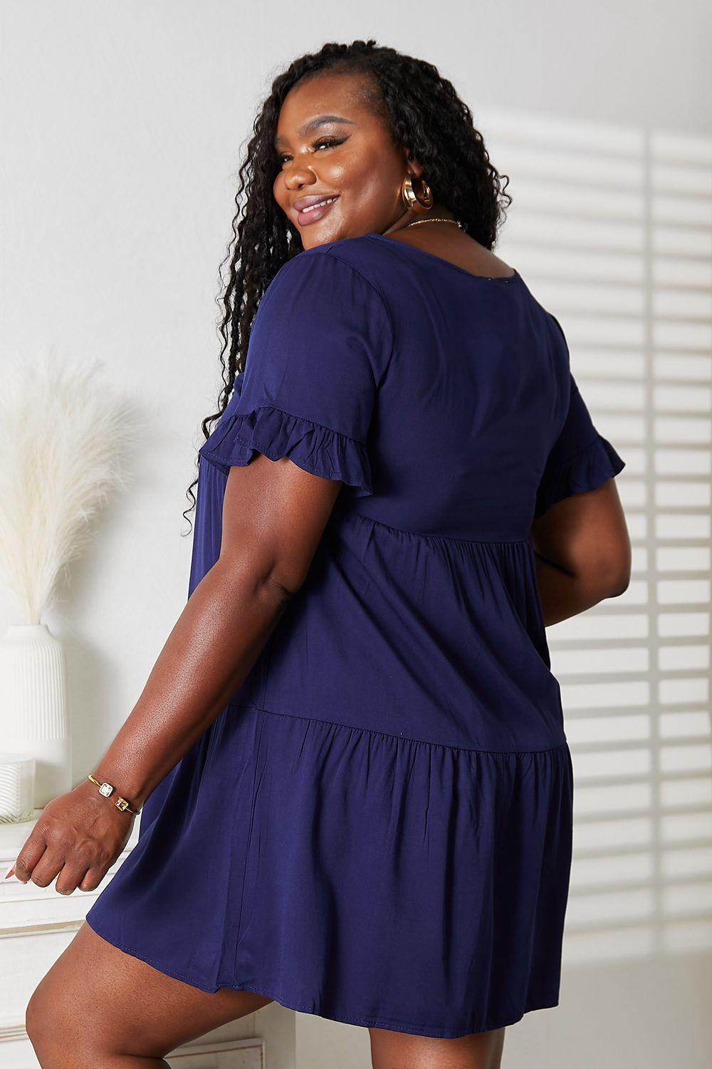 Mandy V-Neck Flounce Sleeve Tiered Dress for All Occasions - Selvanelle