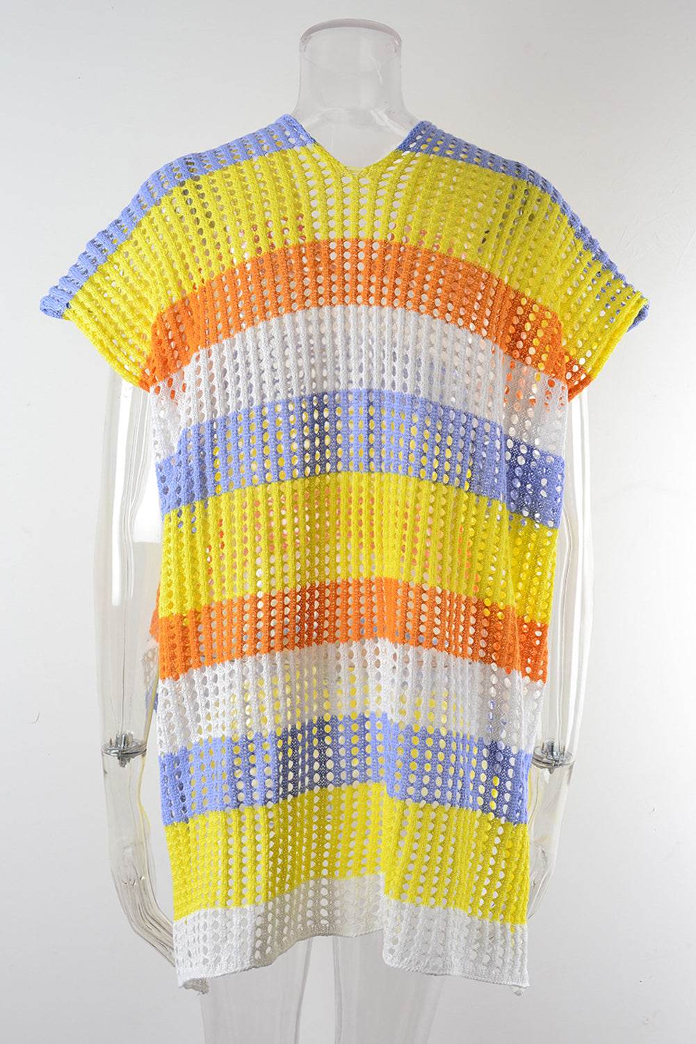 Slit Color Block V-Neck Cover-Up - Selvanelle