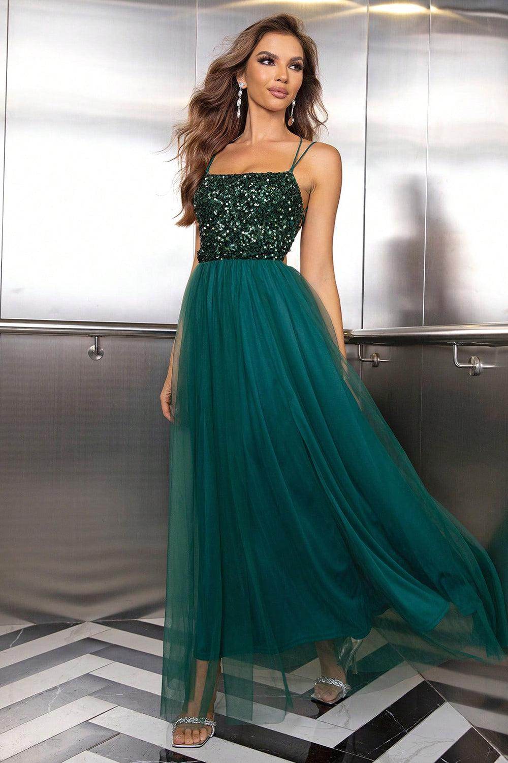 Lace-Up Backless Mesh Dress for Elegant Evening Wear - Selvanelle