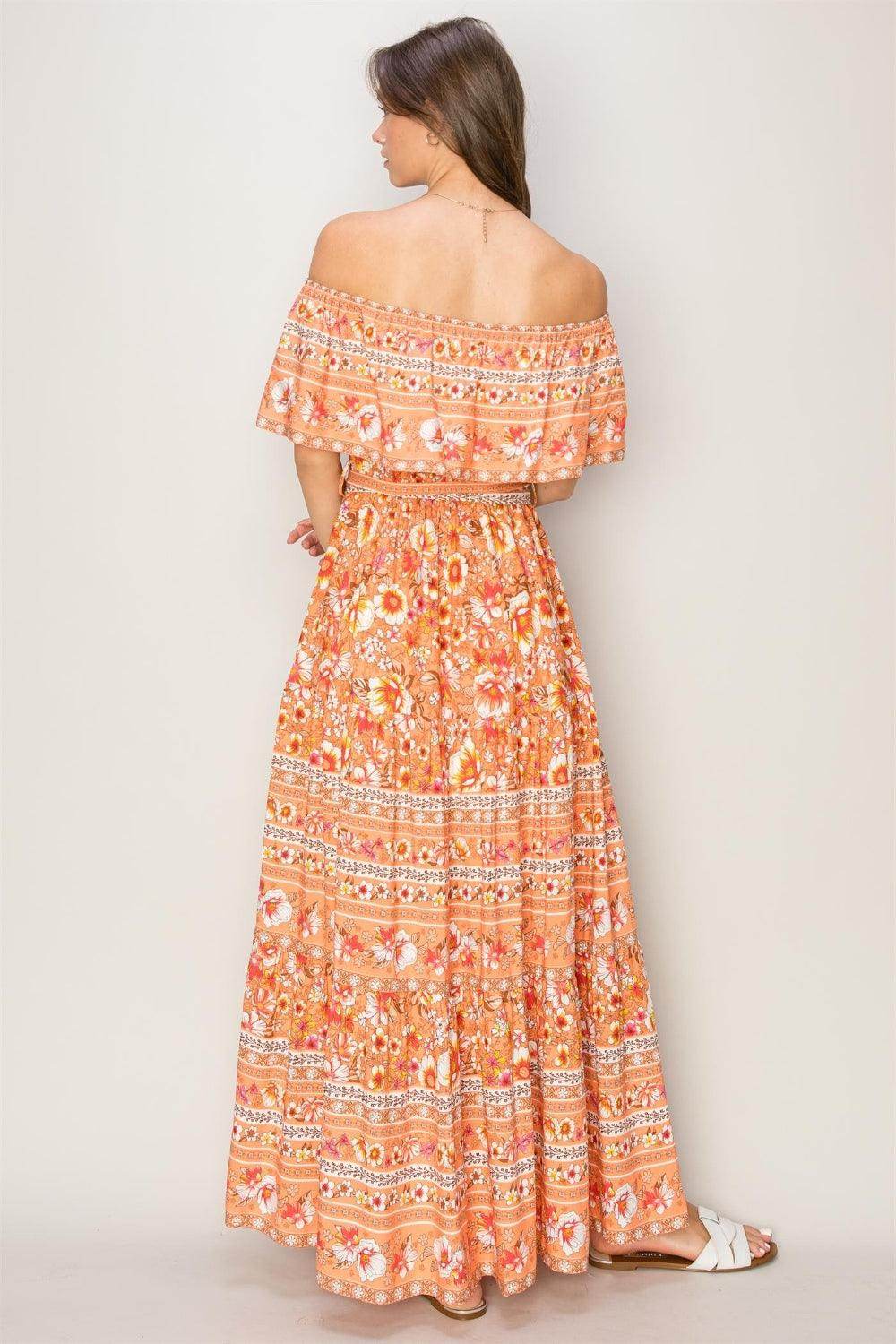 HYFVE Floral Off-Shoulder Tie Front Maxi Dress for Women - Selvanelle