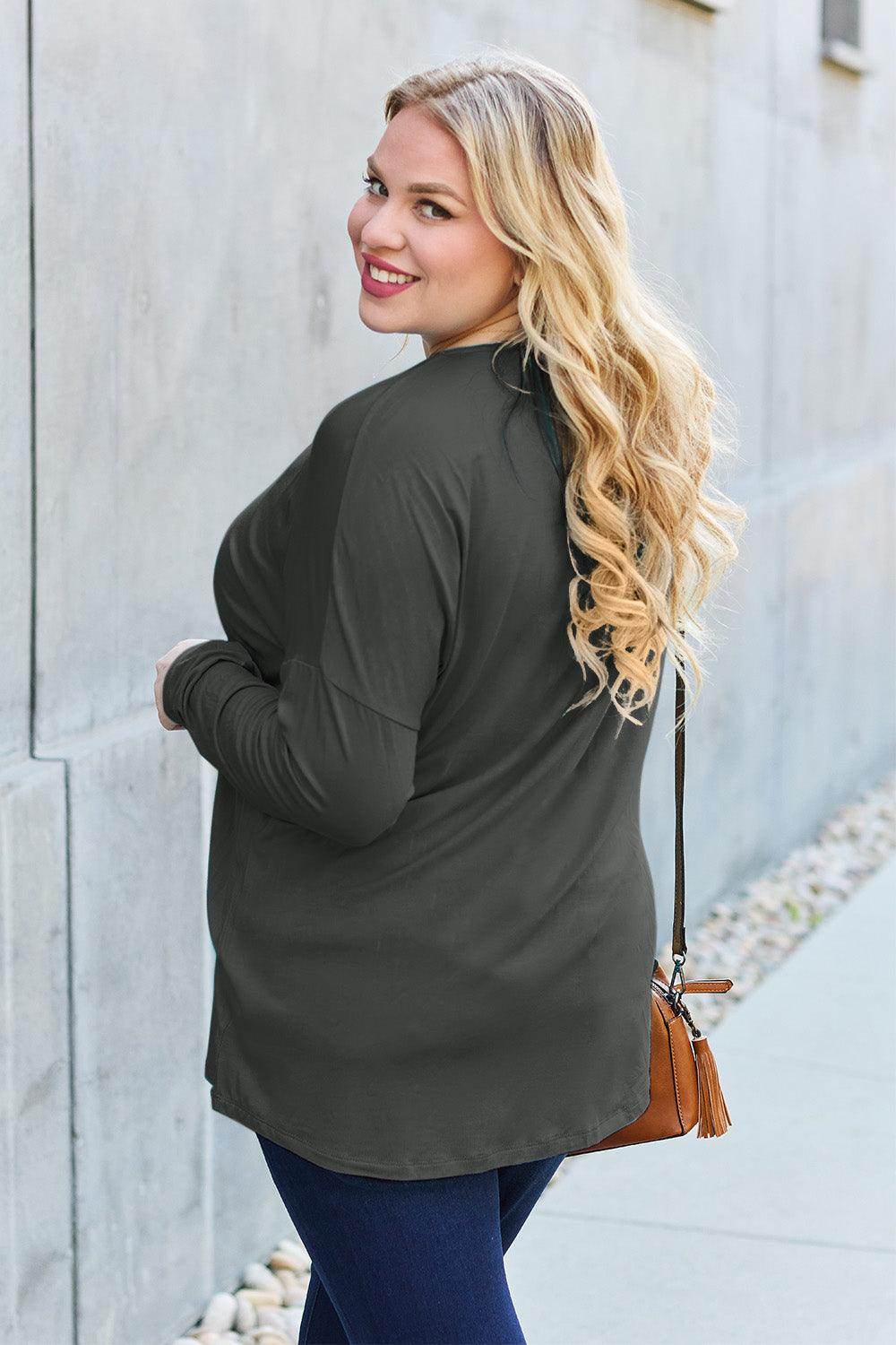 Basic Bae Full Size Round Neck Dropped Shoulder T-Shirt - Selvanelle