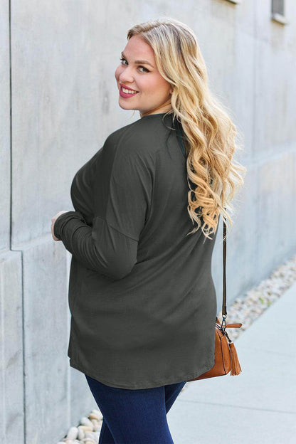 Basic Bae Full Size Round Neck Dropped Shoulder T-Shirt - Selvanelle