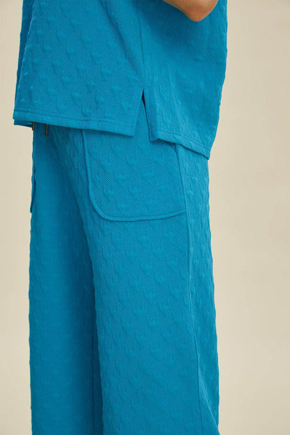 Double Take Full Size Texture Hoodie and Pants Set - Selvanelle
