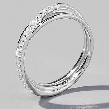 Inlaid Zircon 925 Sterling Silver Ring for Elegant Style - Selvanelle
