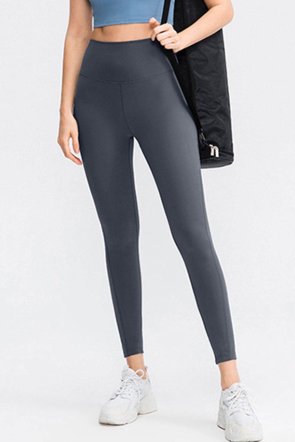 Slim Fit Wide Waistband Long Sports Pants - Selvanelle