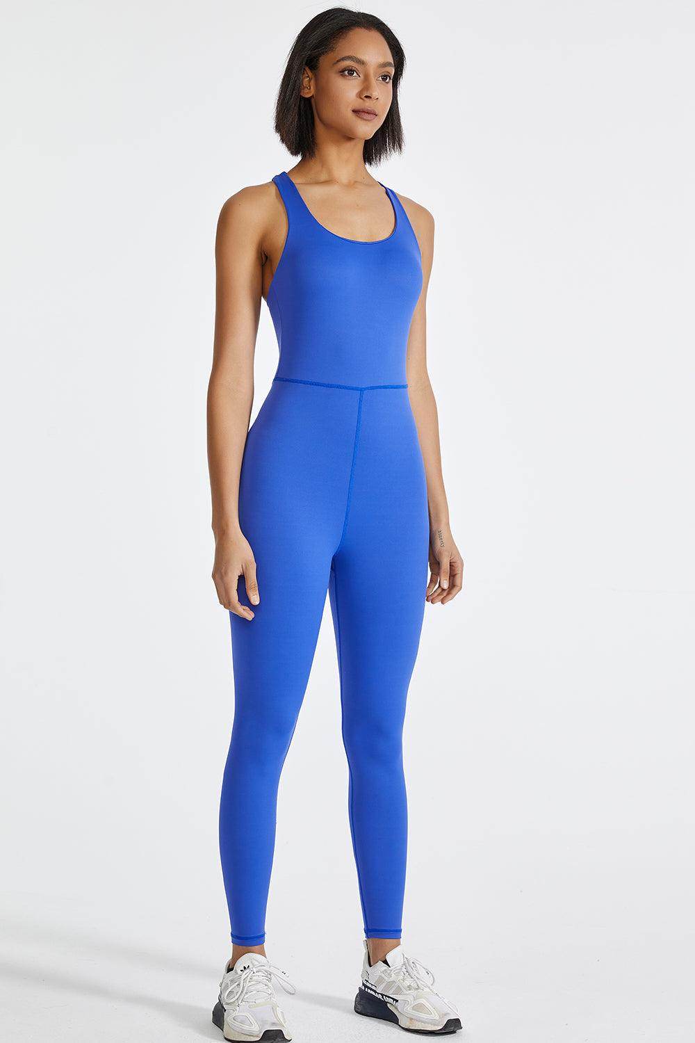 Crisscross Back Wide Strap Active Jumpsuit for Women - Selvanelle