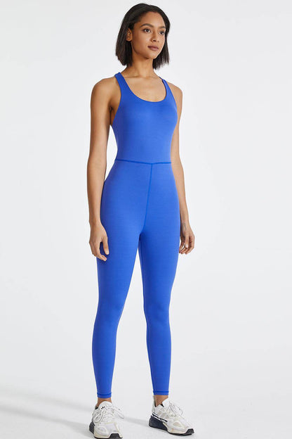 Crisscross Back Wide Strap Active Jumpsuit for Women - Selvanelle