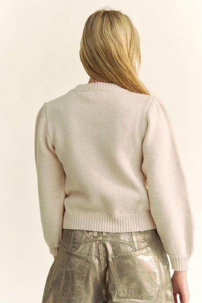 Davi & Dani Crochet Strawberry Round Neck Sweater for Women - Selvanelle