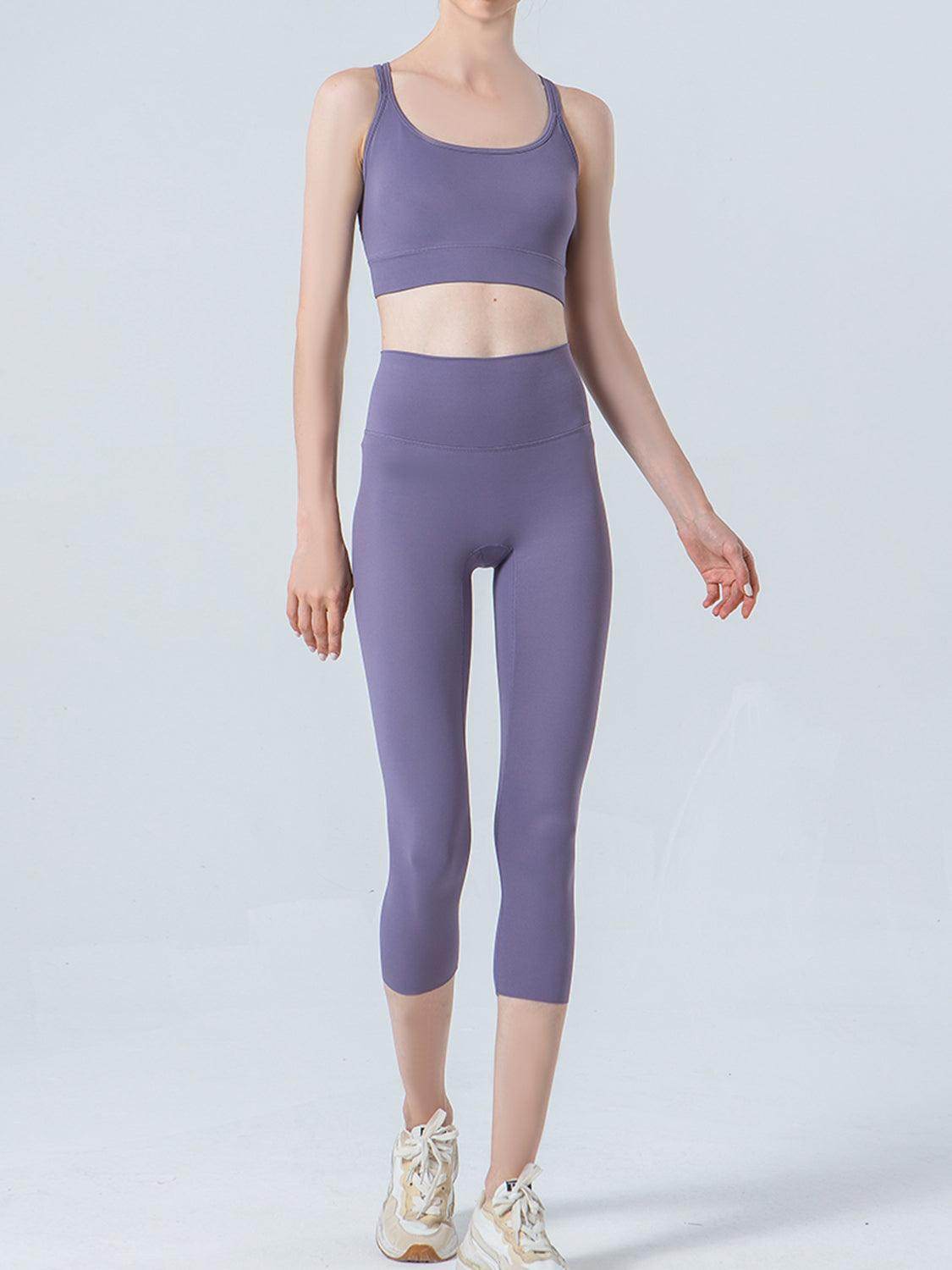 Wide Waistband Cropped Sports Leggings for Active Comfort - Selvanelle
