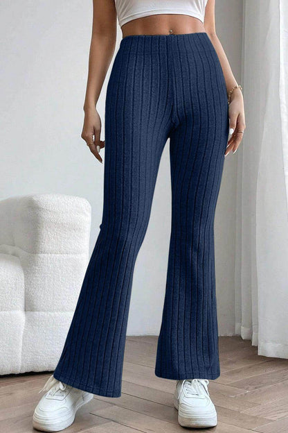 Basic Bae Full Size Ribbed High Waist Flare Pants for Women - Selvanelle