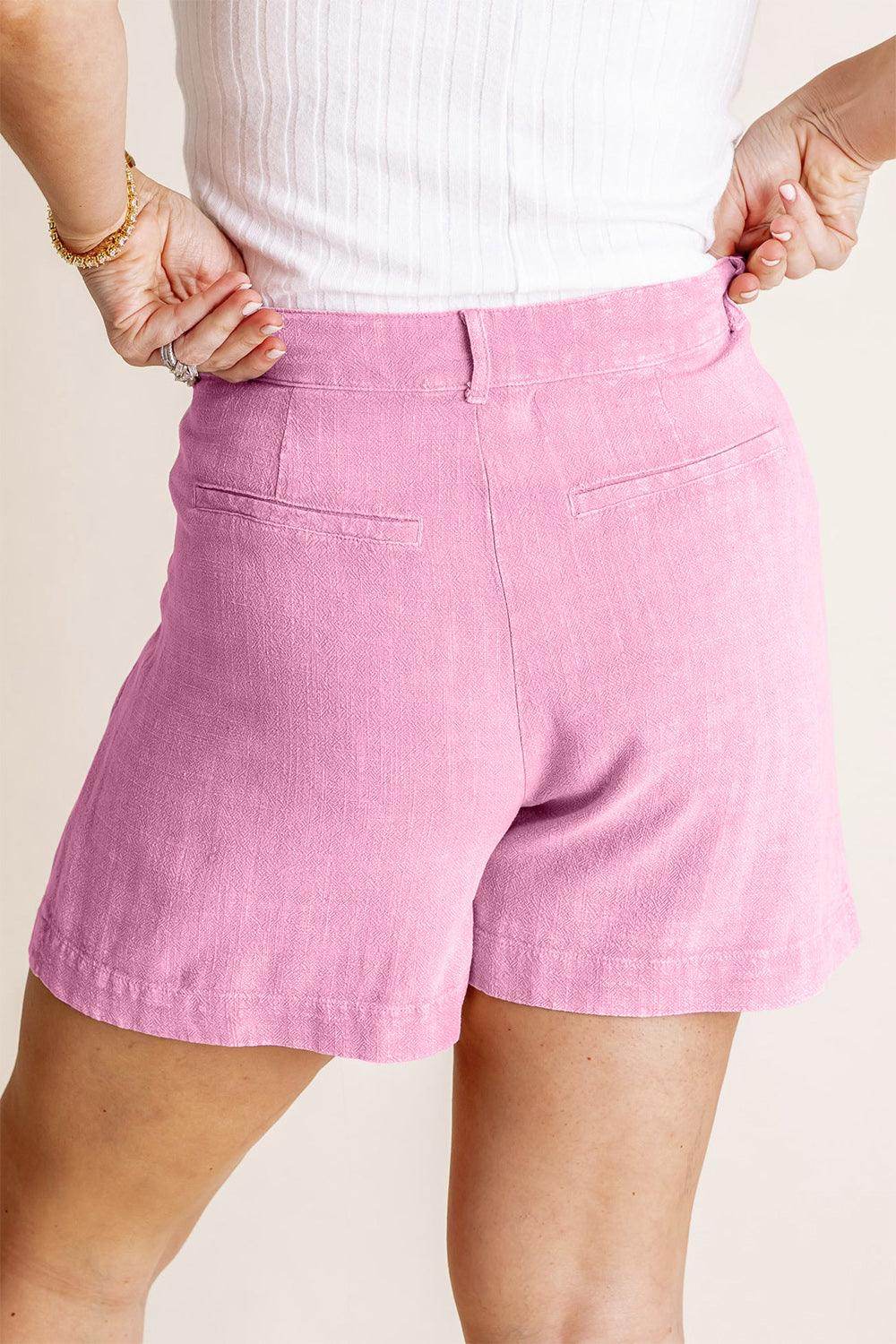 HYFVE High Waist Pleated Linen Shorts for Stylish Comfort - Selvanelle