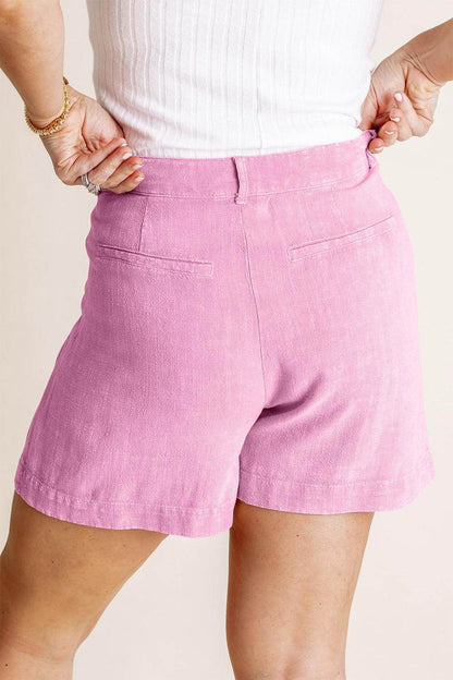 HYFVE High Waist Pleated Linen Shorts for Stylish Comfort - Selvanelle