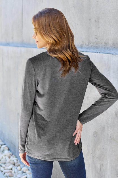 Basic Bae Full Size Round Neck Long Sleeve Top for Women - Selvanelle