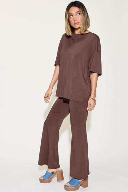 Basic Bae Full Size Bamboo Drop Shoulder T-Shirt Set - Selvanelle