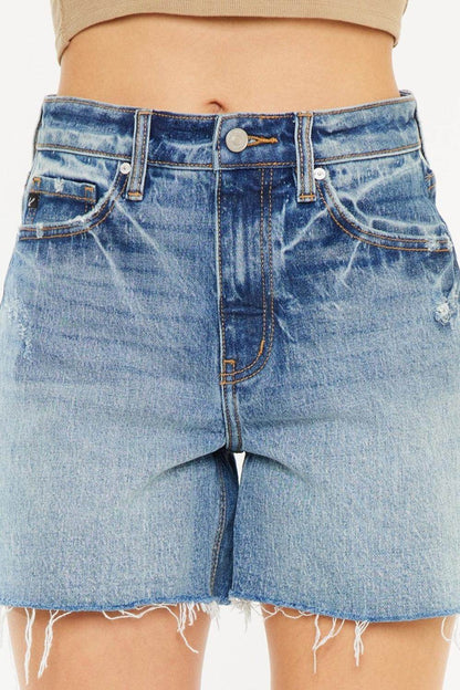 Kancan Full Size Raw Hem High Waist Denim Shorts for Women - Selvanelle