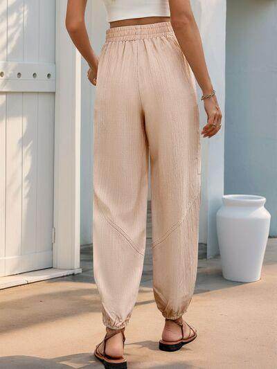 Perfee Elastic Waist Joggers with Pockets for Women - Selvanelle