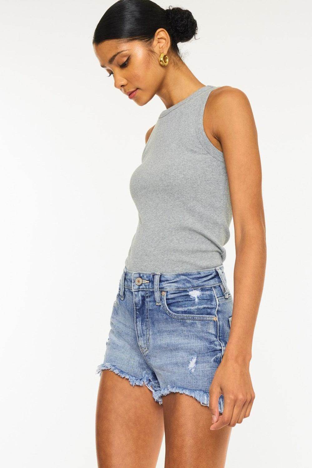 Kancan Distressed Raw Hem Denim Shorts for Trendy Style - Selvanelle