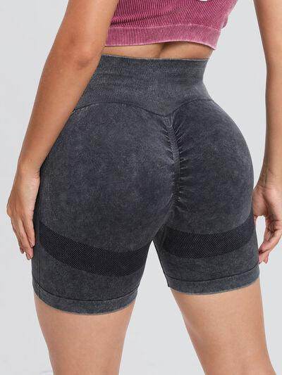 Washed High Waist Active Shorts for Ultimate Comfort - Selvanelle