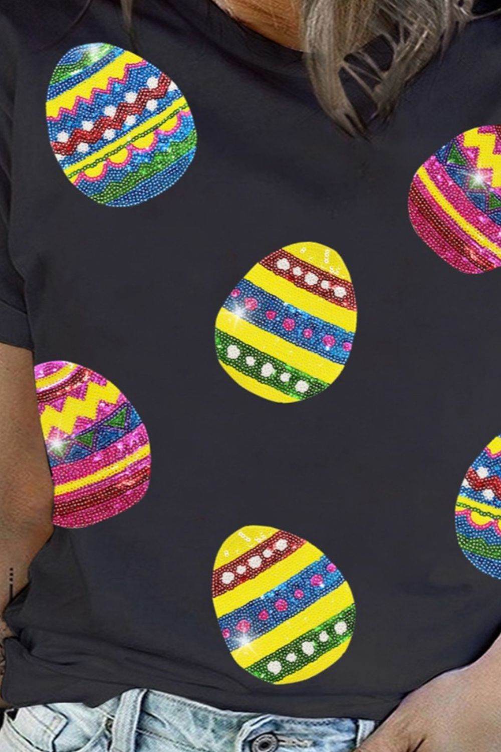 Plus Size Easter Round Neck Short Sleeve T-Shirt - Selvanelle