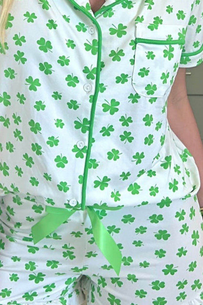 Lucky Clover Shirt and Shorts Lounge Set - Selvanelle