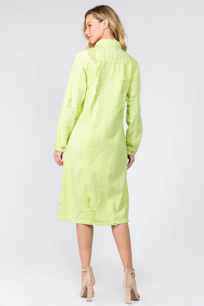 American Bazi Button Up Distressed Denim Dress for Women - Selvanelle