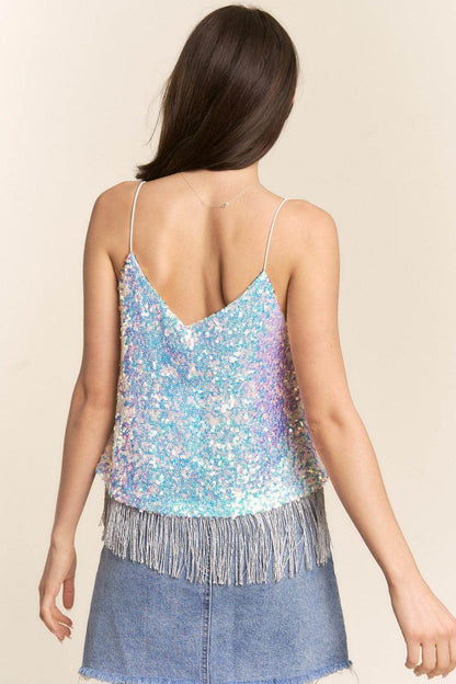 J.NNA Sequin Tassel Hem Flowy Cami for Glamorous Style - Selvanelle