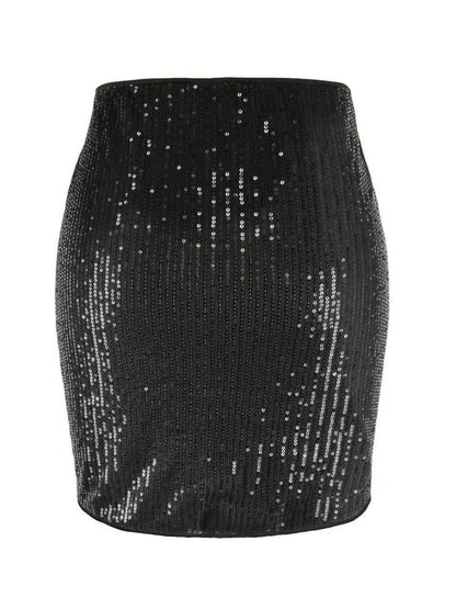 Stylish Sequin Mini Skirt for Party and Night Out - Selvanelle
