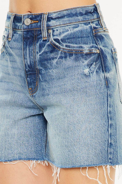 Kancan Full Size Raw Hem High Waist Denim Shorts for Women - Selvanelle