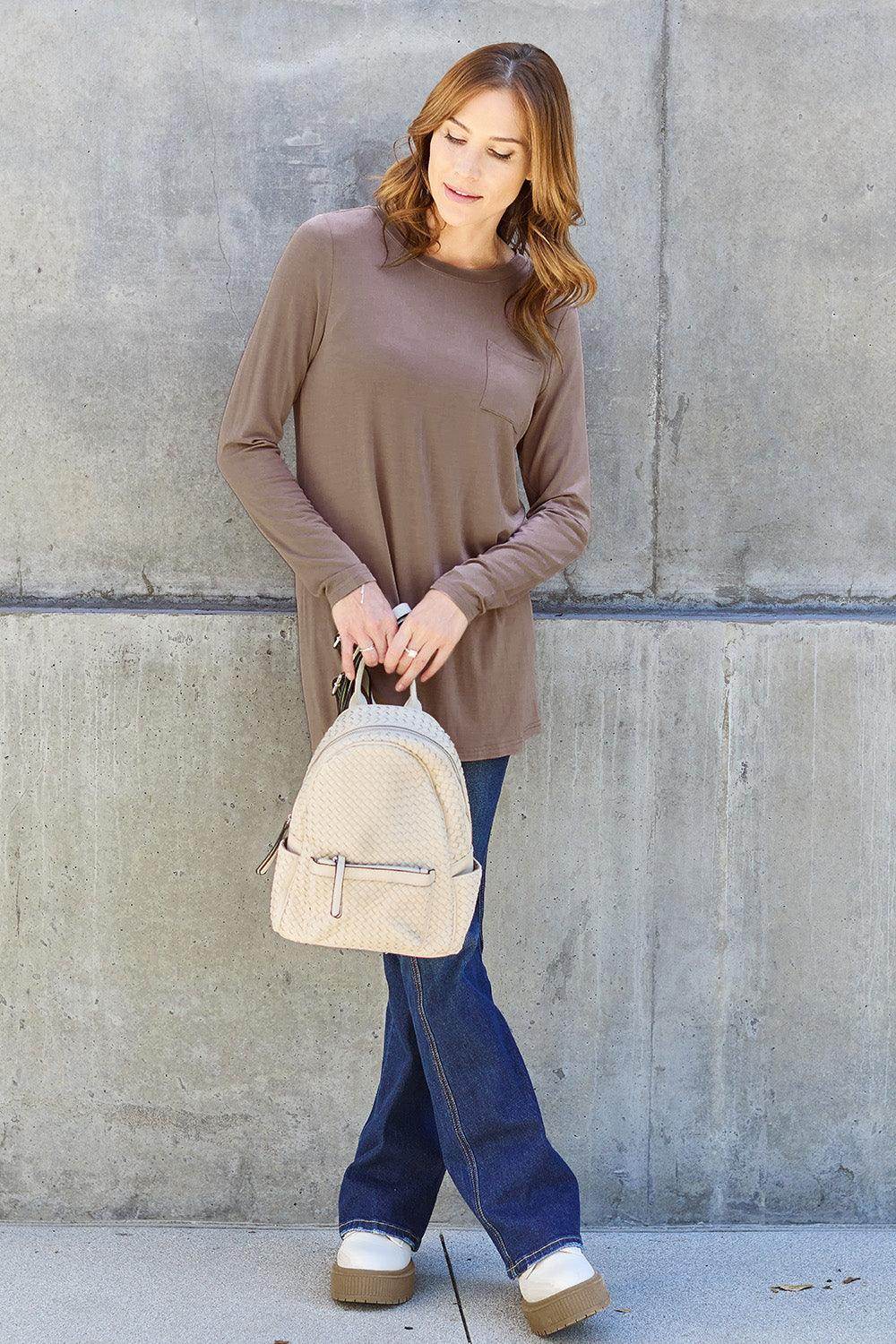 Basic Bae Full Size Round Neck Long Sleeve Top for Women - Selvanelle