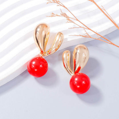 Alloy Drip Oil Bunny Earrings - Selvanelle