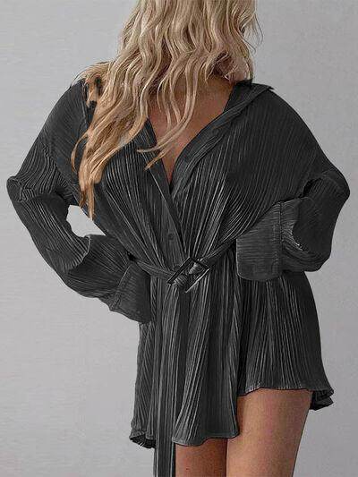 Button Up Dropped Shoulder Shirt Dress for Women Stylish - Selvanelle