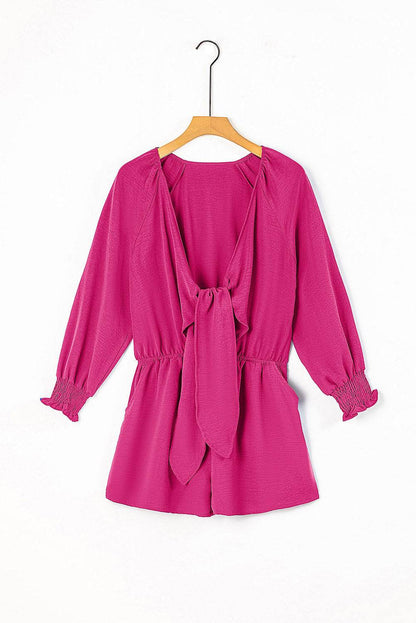 Tied Flounce Sleeve Plunge Romper - Selvanelle