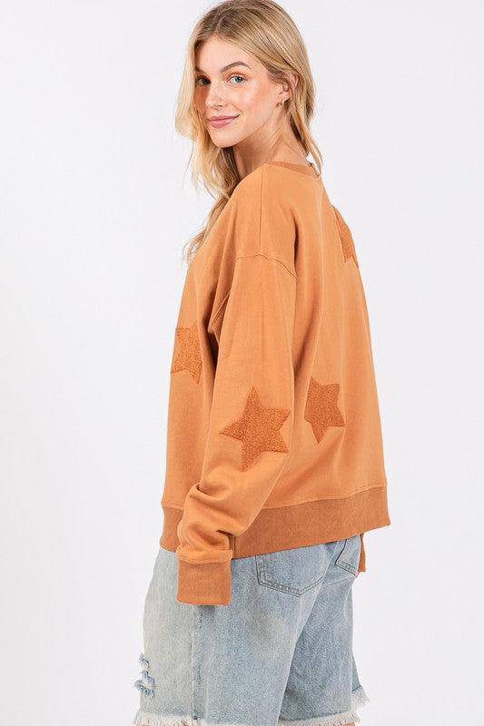 SAGE + FIG Star Patch Long Sleeve Sweatshirt for Women